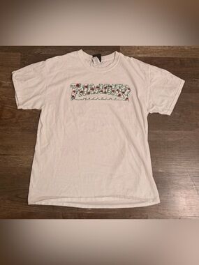 Thrasher White Short Sleeve Tee with Rose Logo
